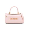 Borsa a mano stile bauletto con logo frontale cipria