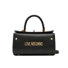 Borsa a mano stile bauletto con logo frontale nero