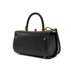 Borsa a mano stile bauletto con logo frontale nero