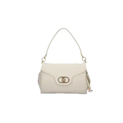 Borsa a spalla con fibbia logo crema