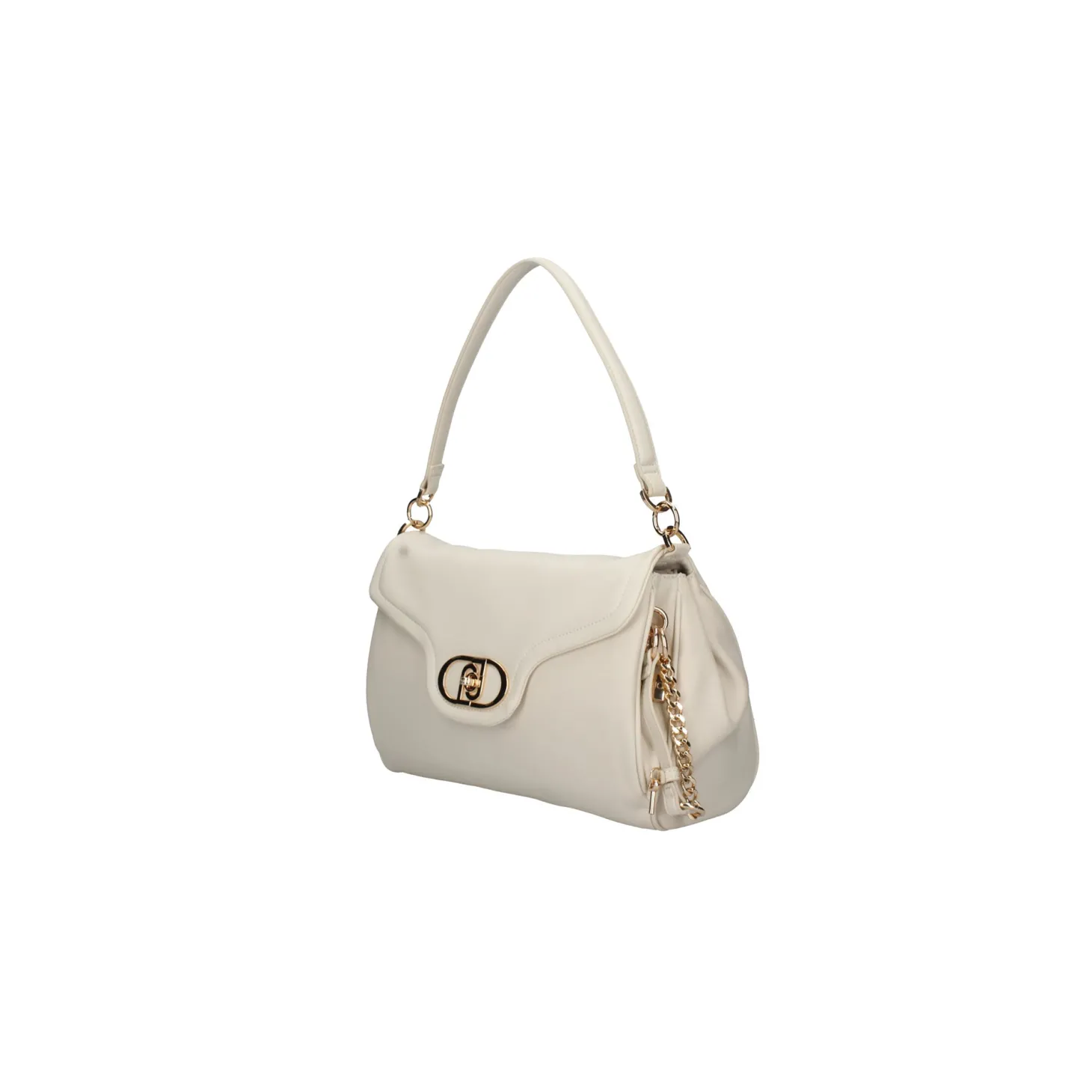 Borsa a spalla con fibbia logo crema