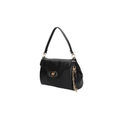Borsa a spalla con fibbia logo nero