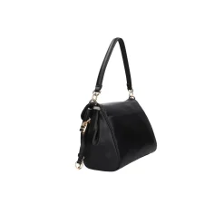 Borsa a spalla con fibbia logo nero