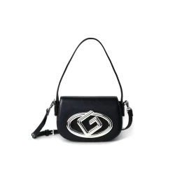 Borsa a spalla con maxi logo nero
