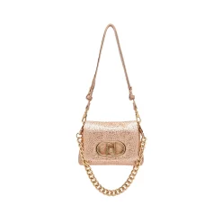 Borsa a spalla con strass cipria