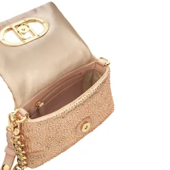 Borsa a spalla con strass cipria