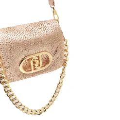 Borsa a spalla con strass cipria