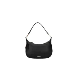 Borsa a spalla in ecopelle con logo dorato nero