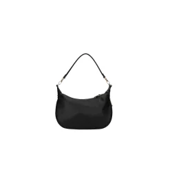 Borsa a spalla in ecopelle con logo dorato nero