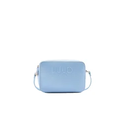 Borsa a tracolla con maxi logo celeste