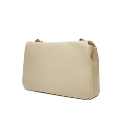 Borsa a tracolla con placca dorata avorio