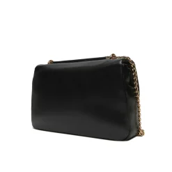 Borsa a tracolla con placca dorata nero