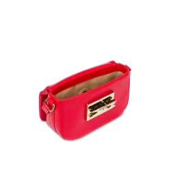 Borsa a tracolla con placca dorata rosso