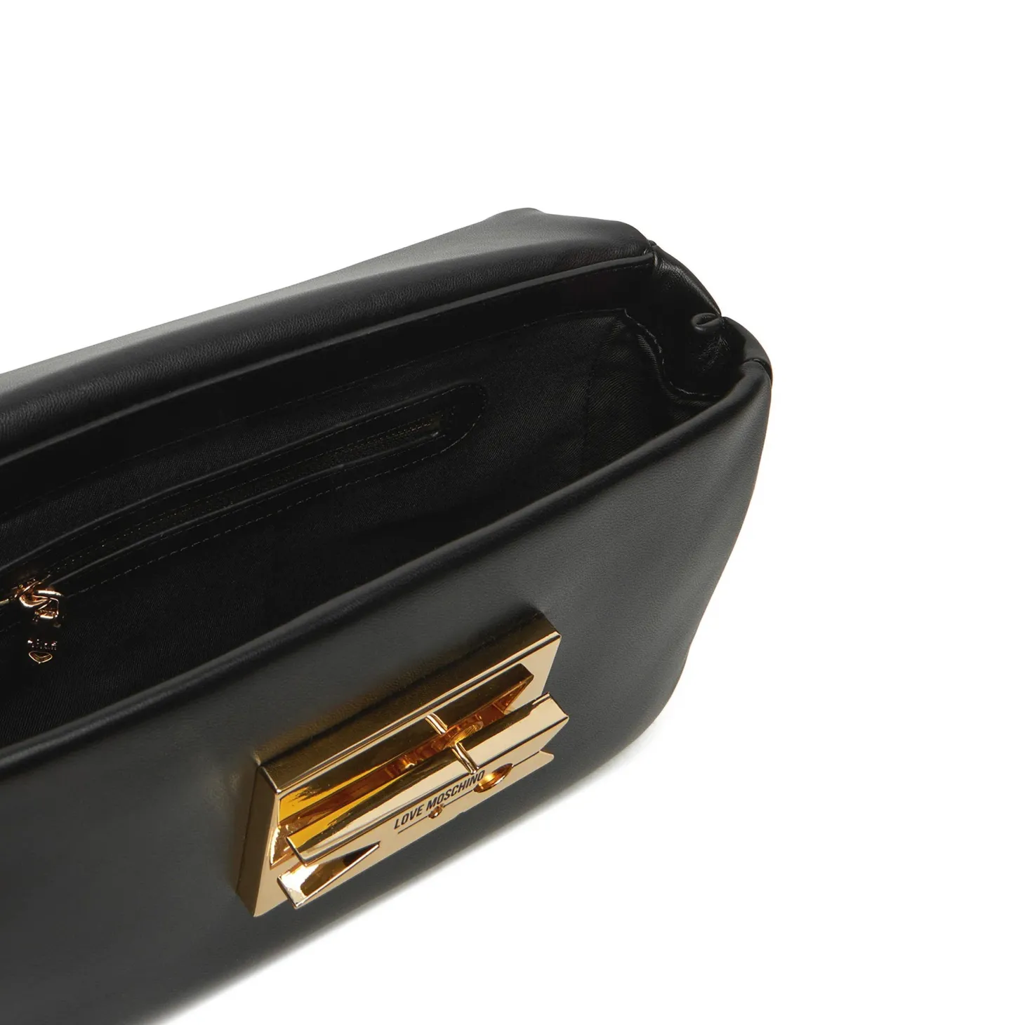 Borsa a tracolla con placca dorata nero