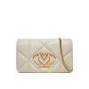 Borsa a tracolla embossed con dettagli dorati avorio