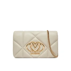 Borsa a tracolla embossed con dettagli dorati avorio
