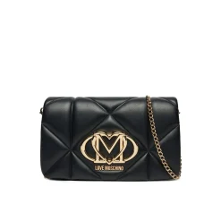 Borsa a tracolla embossed con dettagli dorati nero