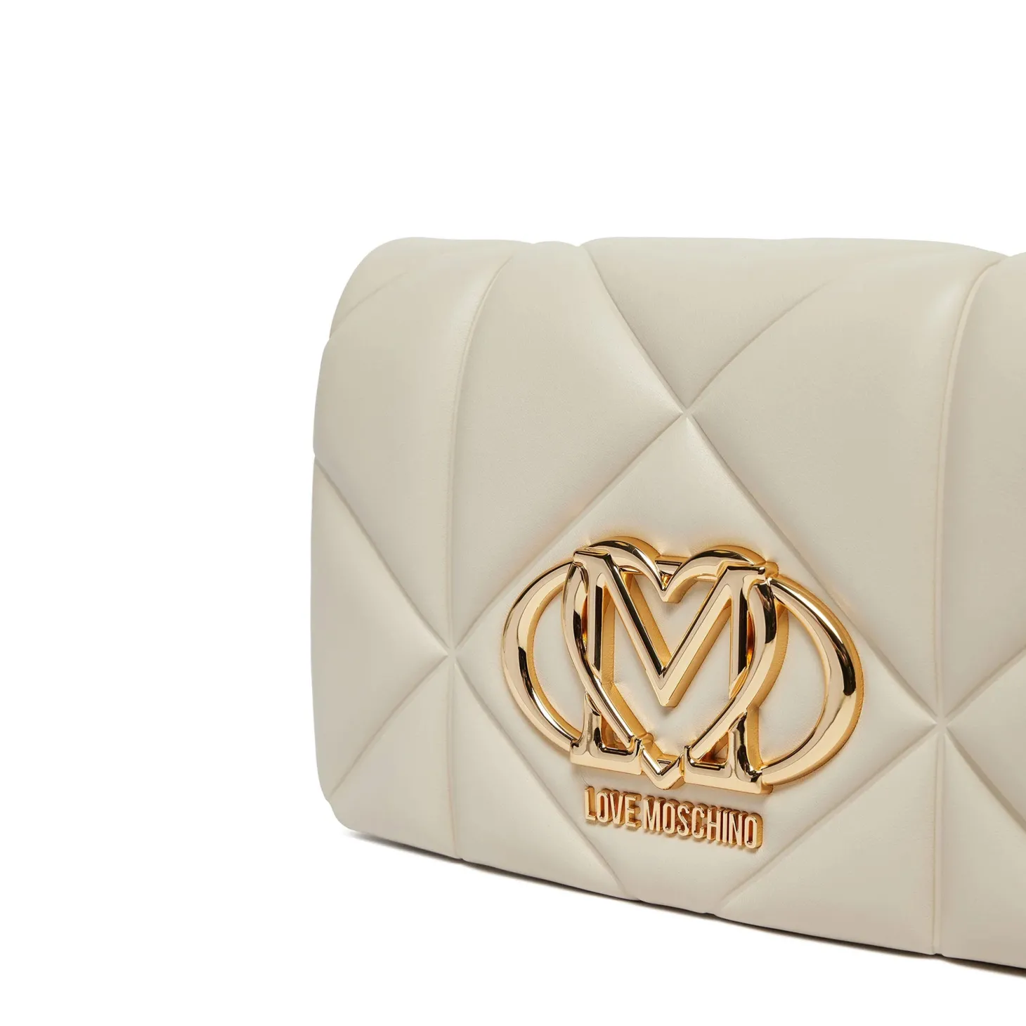 Borsa a tracolla embossed con dettagli dorati avorio