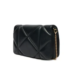 Borsa a tracolla embossed con dettagli dorati nero