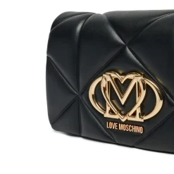 Borsa a tracolla embossed con dettagli dorati nero