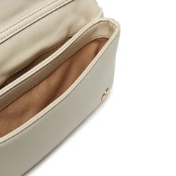 Borsa a tracolla embossed con dettagli dorati avorio