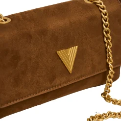Borsa a tracolla in suede marrone