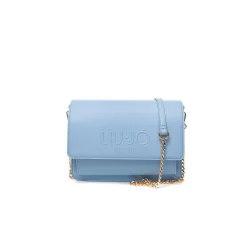 Borsa a tracolla logo stampato celeste