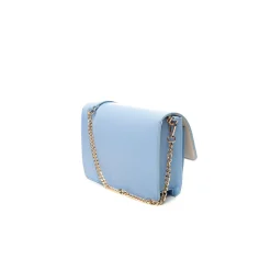 Borsa a tracolla logo stampato celeste