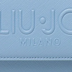 Borsa a tracolla logo stampato celeste