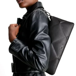 Borsa clutch Quiltedwristelet re-lock nero
