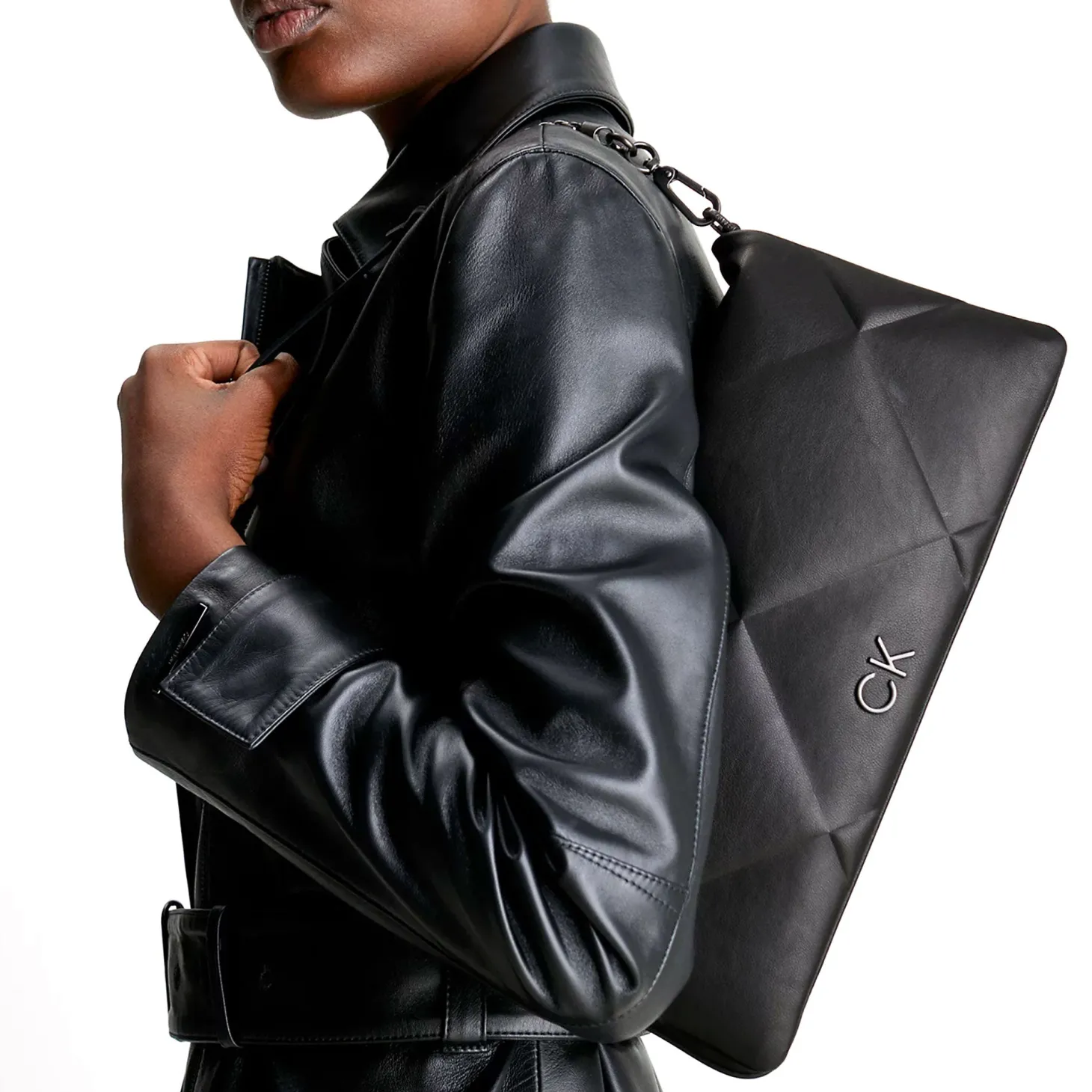 Borsa clutch Quiltedwristelet re-lock nero