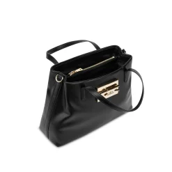 Borsa shopper con placca frontale nero