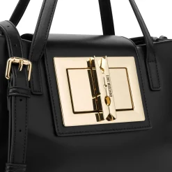 Borsa shopper con placca frontale nero