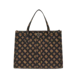 Borsa tote compartment Silvana logo moka