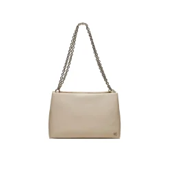 Borsa tote con logo in rilievo ecrù