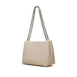 Borsa tote con logo in rilievo ecrù