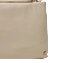 Borsa tote con logo in rilievo ecrù