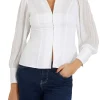 Camicia a maniche lunghe plissettate amara bianco