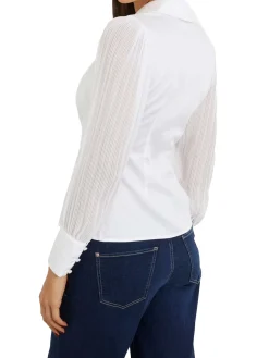 Camicia a maniche lunghe plissettate amara bianco