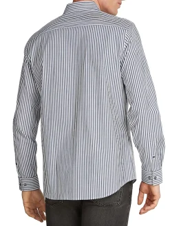Camicia a righe in popeline blu e bianco