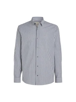 Camicia a righe in popeline blu e bianco