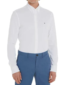 Camicia con logo sul petto bianca