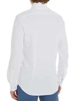 Camicia con logo sul petto bianca