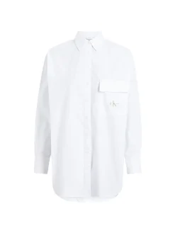 Camicia con maxi tasca frontale bianca