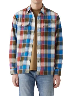 Camicia con motivo geometrico blu multi