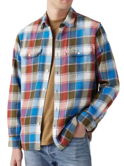 Camicia con motivo geometrico blu multi