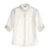 Camicia con ricamo logo frontale bianco