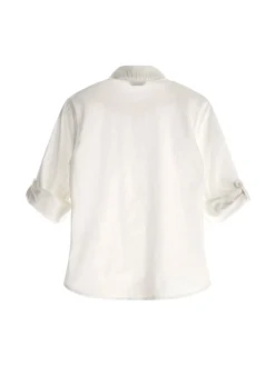 Camicia con ricamo logo frontale bianco
