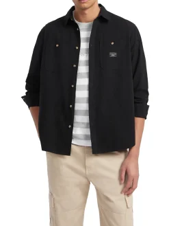 Camicia con tasche a manica lunga nero
