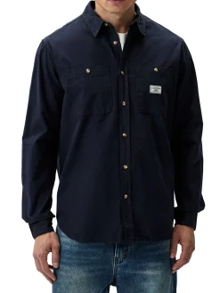 Camicia con tasche a manica lunga blu